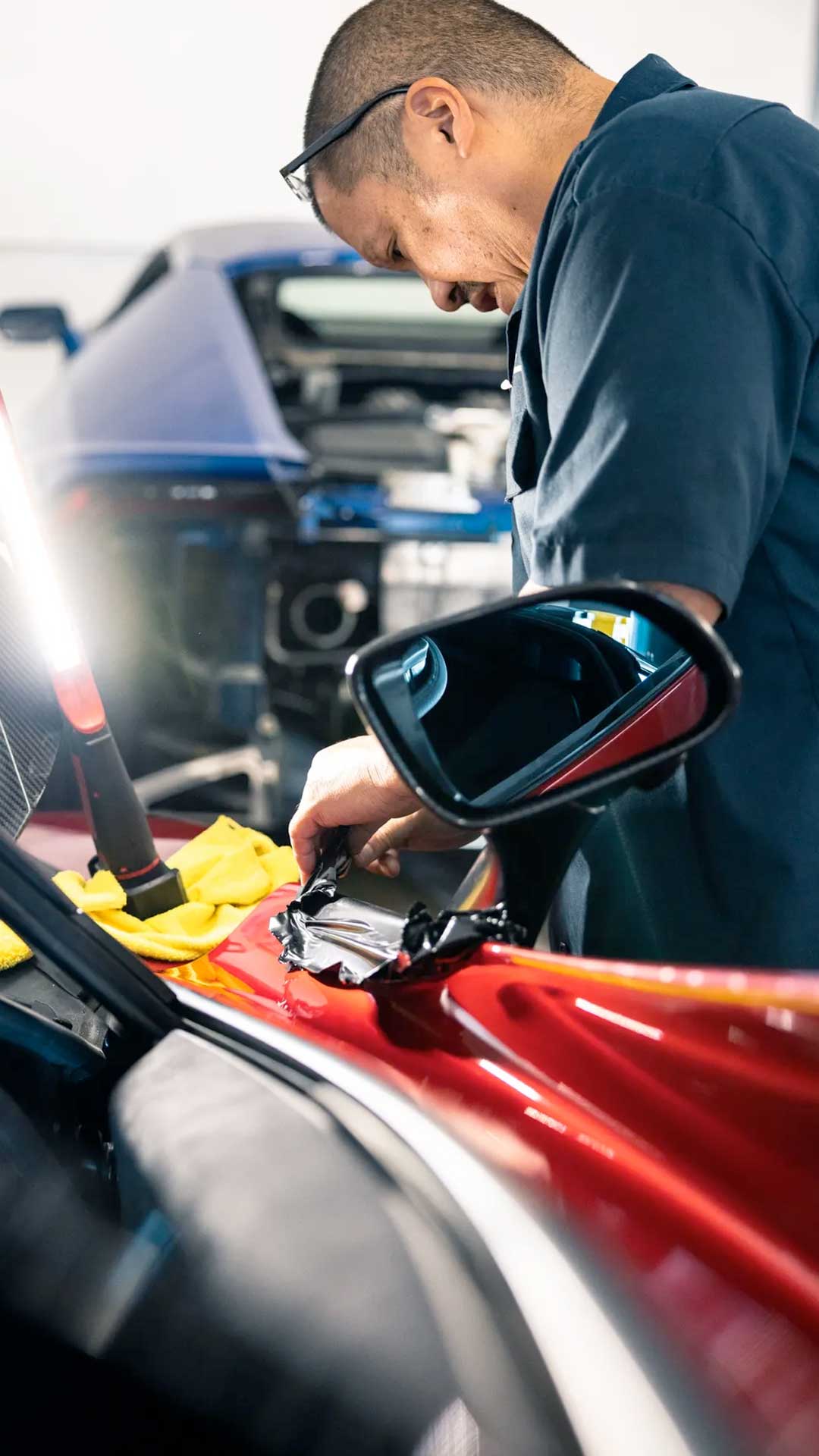 Exotic car in service